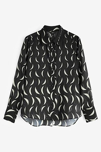 Next Langarmbluse Langärmelige, transparente Bluse mit Satinbesatz (1-tlg) günstig online kaufen