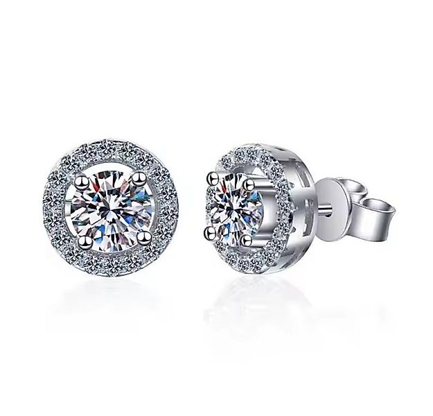 Runde Perlé Paar Ohrstecker elegante runde Moissanite Ohrstecker, 925er Sil günstig online kaufen
