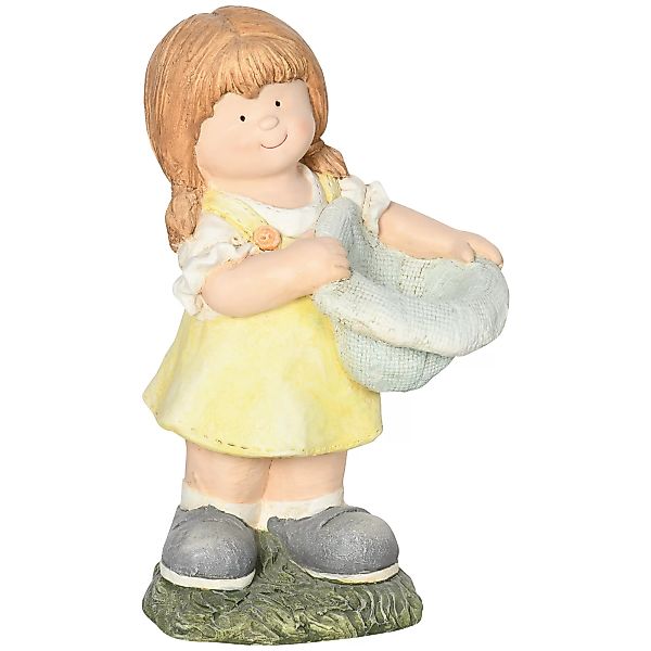 Outsunny Gartenfigur "Mädchen mit Hut", Wetterbeständige Gartenstatue, 45 c günstig online kaufen
