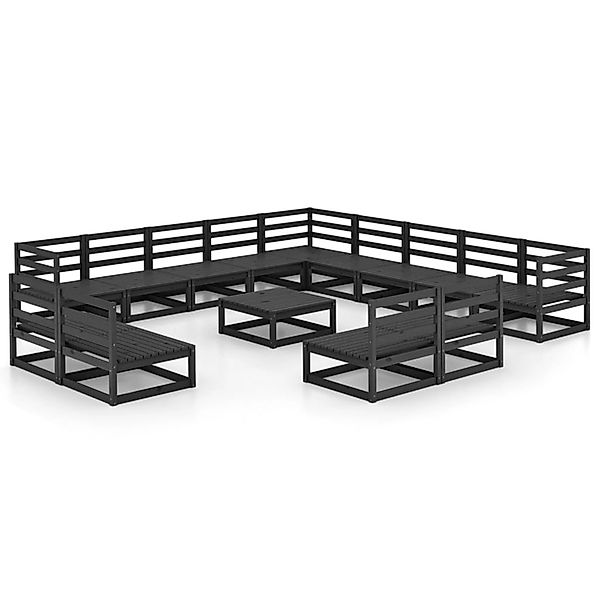 vidaXL 14-tlg Garten-Lounge-Set Schwarz Massivholz Kiefer Modell 1 günstig online kaufen