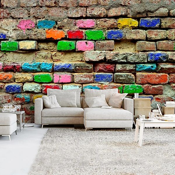 Selbstklebende Fototapete - Colourful Bricks günstig online kaufen