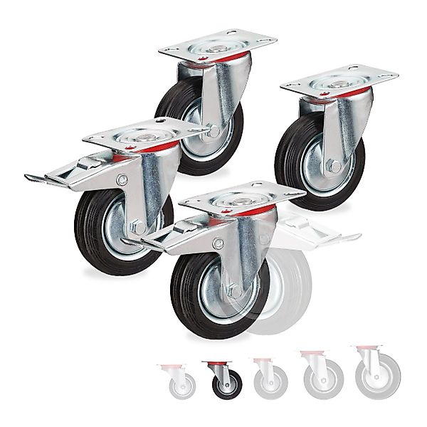 relaxdays Schwerlastregal Schwerlastrollen 4er Set, 100 günstig online kaufen