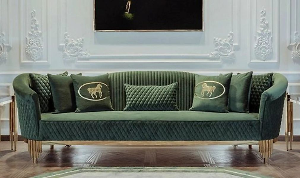 Casa Padrino Sofa Luxus Sofa Grün / Gold 260 x 88 x H. 88 cm - Modernes Woh günstig online kaufen