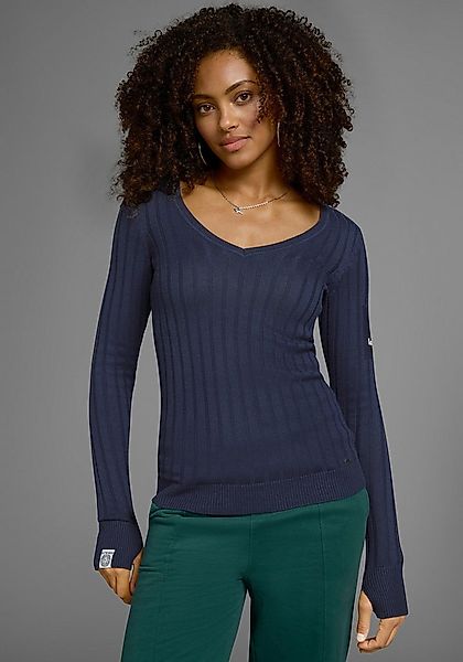 KangaROOS V-Ausschnitt-Pullover in breit geripptem Feinstrick günstig online kaufen