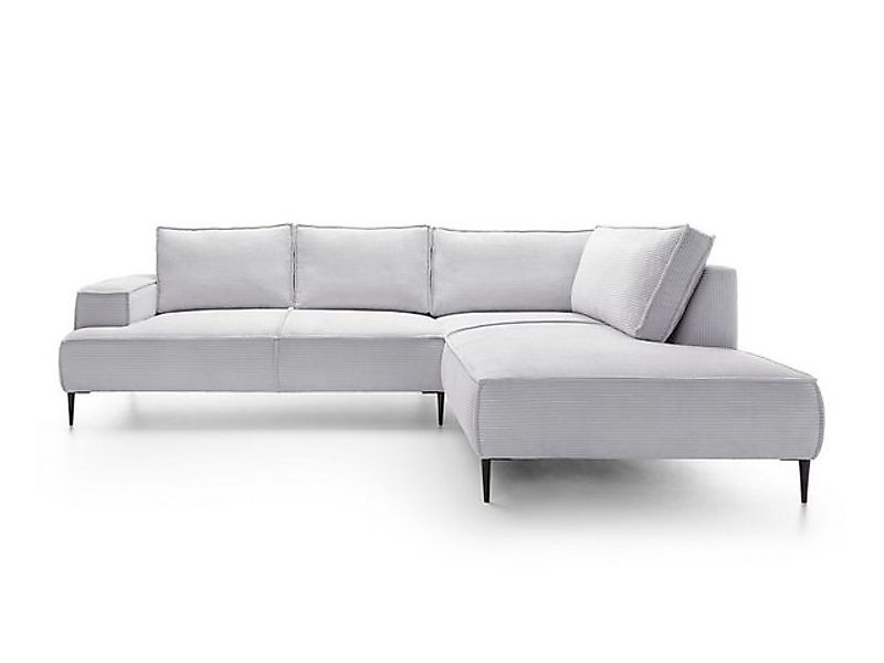 Goldstoff Ecksofa Cord VESPA L Beige – großes Wohnlandschaft Sofa L-Form, G günstig online kaufen
