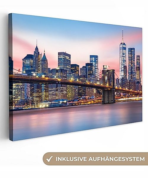 OneMillionCanvasses® Leinwandbild New York - Brooklyn-Brücke - Beleuchtung, günstig online kaufen