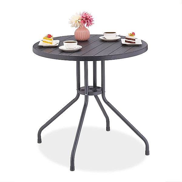 relaxdays Gartentisch Runder Gartentisch in Holzoptik günstig online kaufen