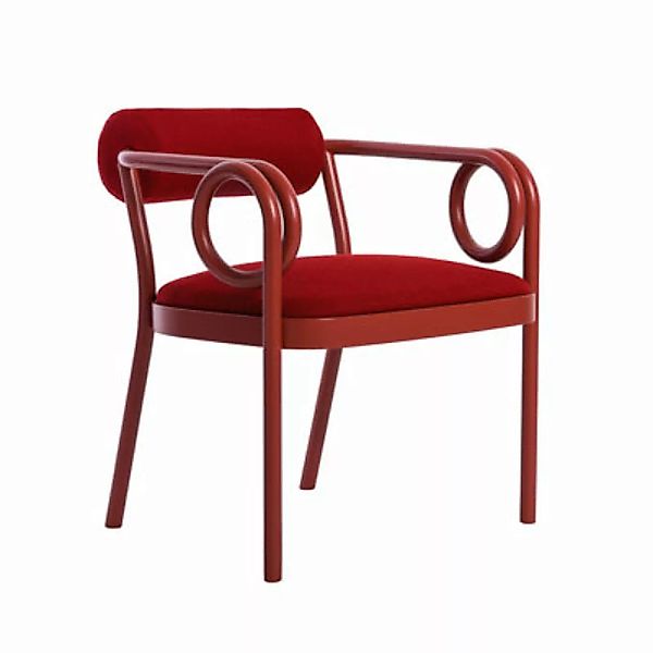 Gepolsterter Sessel Loop textil holz rot / Tissu & hêtre courbé - Wiener GT günstig online kaufen