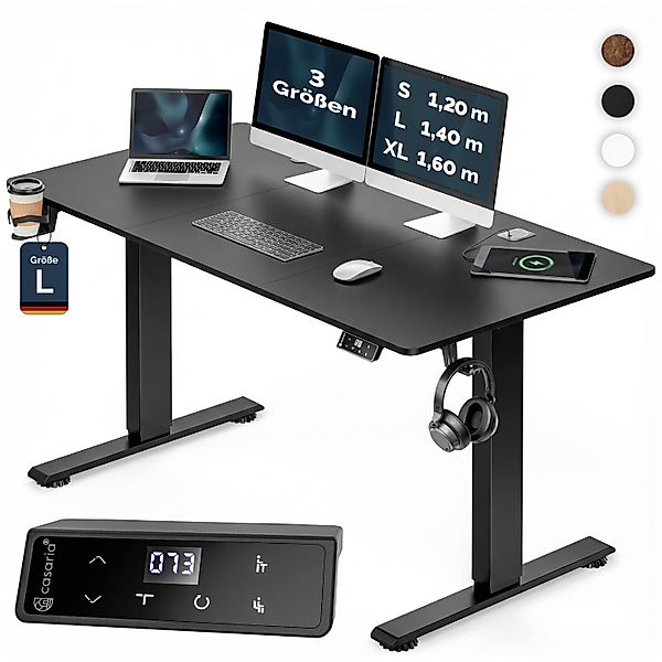 Höhenverstellbarer Schreibtisch Schwarz 140x60x72-117cm günstig online kaufen