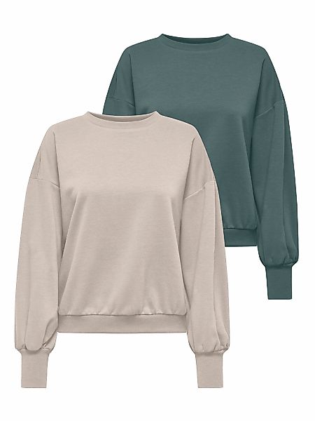 ONLY Sweatshirt "ONLBROOKE L/S O-NECK SOLID 2 PACK SWT", 2 Baumwollmischung günstig online kaufen