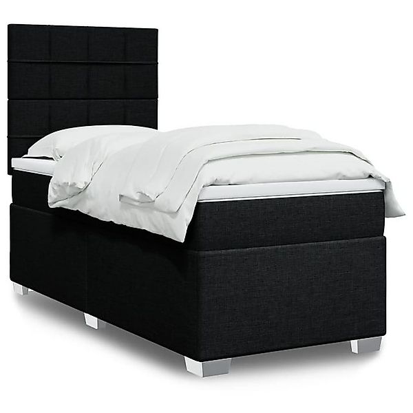 vidaXL Boxspringbett, Boxspringbett mit Matratze Schwarz 90x200 cm Stoff günstig online kaufen