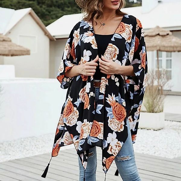AUKUU Strandkleid Sommer Damen bedruckte lässige Sonnenschutzkleidung Umhan günstig online kaufen