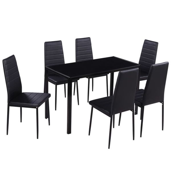 vidaXL Essgruppe 7-tlg. Essgruppe Schwarz, (6-tlg) günstig online kaufen