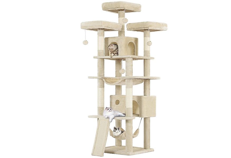 MSMASK Kratzbaum groß Katzenbaum, mit 3 Plattformen, 2 Höhlen, 194 cm hoch, günstig online kaufen