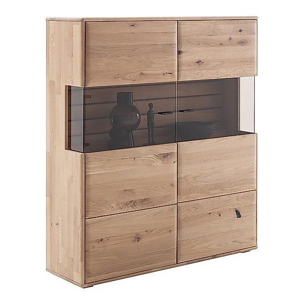 Lomadox Highboard GALWAY-05, Vitrinenschrank, Eiche massiv günstig online kaufen
