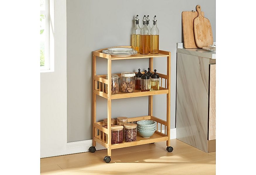 en.casa Servierwagen, »Huddinge« mit 3 Ebenen 80 x 53 x 30 cm Bambus günstig online kaufen