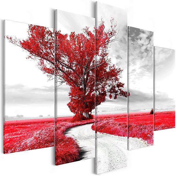 Wandbild - Lone Tree (5 Parts) Red günstig online kaufen