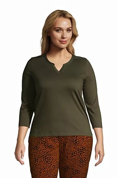Supima-Shirt mit Tunika-Ausschnitt in großen Größen, Damen, Größe: 56-58 Pl günstig online kaufen