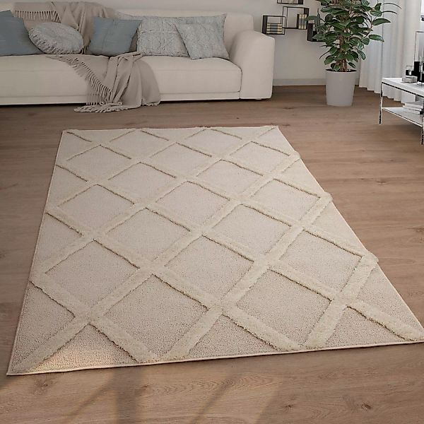 Paco Home Hochflor-Teppich »Genua 745«, rechteckig, 34 mm Höhe, Uni-Farben, günstig online kaufen