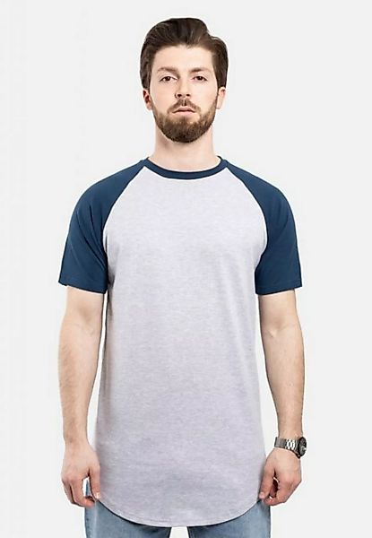 Blackskies T-Shirt Round Baseball Kurzarm Longshirt T-Shirt Grau-Navyblau L günstig online kaufen