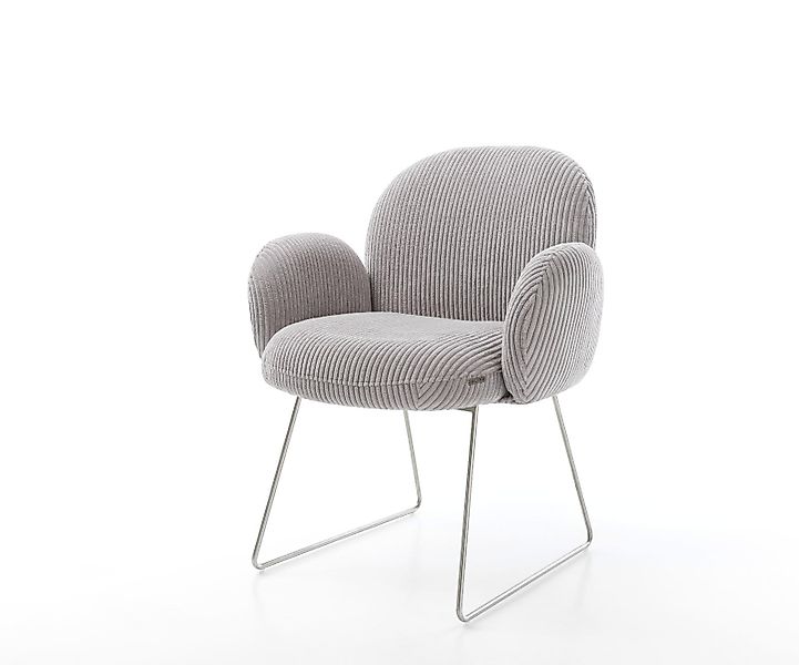 Esszimmerstuhl Nube-Flex mit Armlehnen Cord Silbergrau Kufengestell Edelsta günstig online kaufen