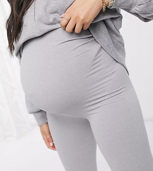 Pieces Maternity – Lounge-Leggings mit hohem Bund in Grau günstig online kaufen