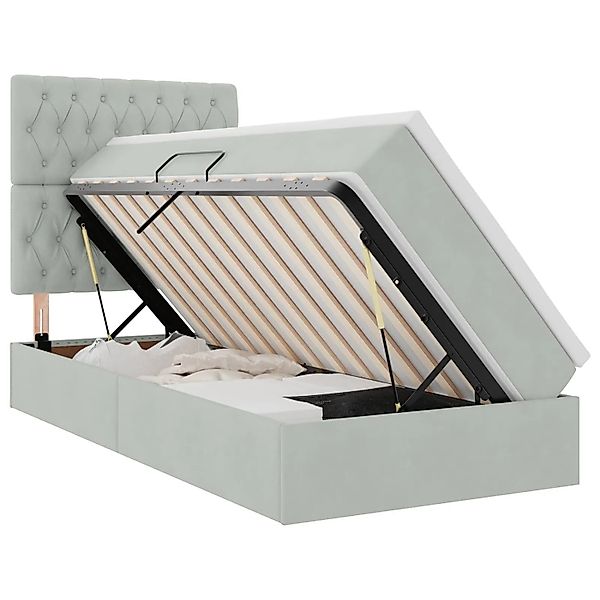 vidaXL Bett mit Stauraum und LED mit LED Hellgrau 100 x 200 cm Samt 3372705 günstig online kaufen