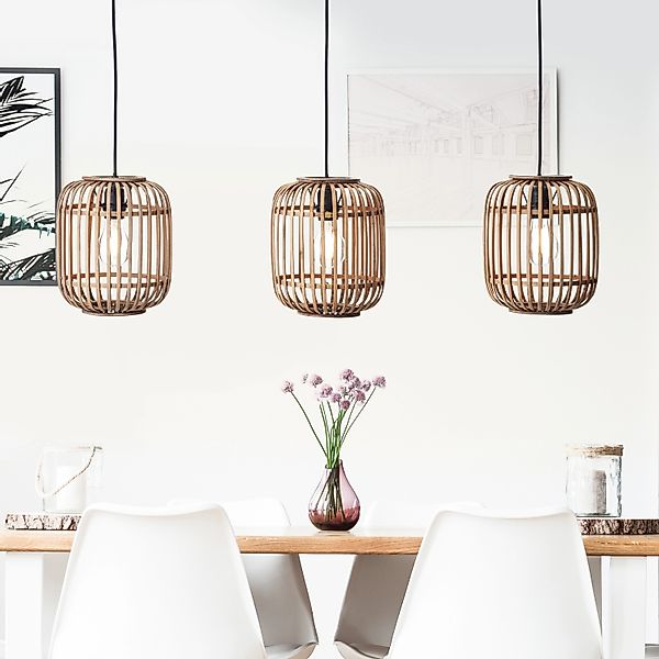 Brilliant Pendelleuchte Woodrow 3-flammig Hellbraun günstig online kaufen