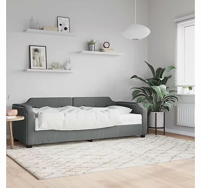 furnicato Bett Tagesbett mit Matratze Dunkelgrau 90x200 cm Stoff günstig online kaufen