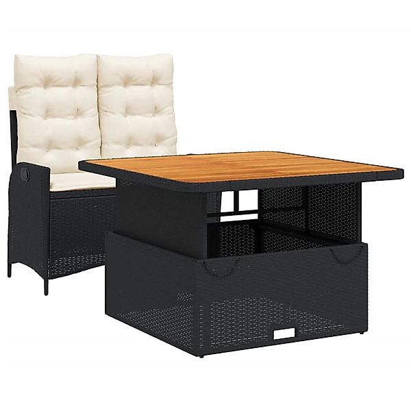 vidaXL 2-Tlg Garten-Essgruppe mit Kissen Schwarz Poly Rattan 3277439 günstig online kaufen