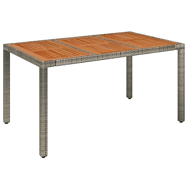 vidaXL Gartentisch mit Holzplatte Grau 150x90x75 cm Poly Rattan 319902 günstig online kaufen