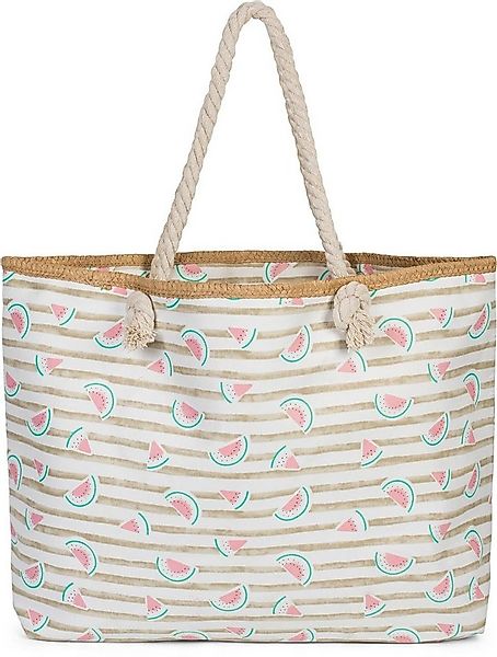 styleBREAKER Strandtasche Strandtasche mit Streifen und Melone Print (1-tlg günstig online kaufen