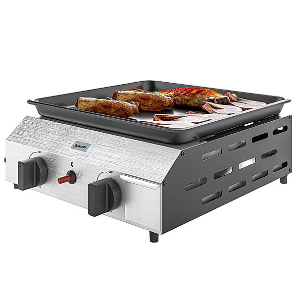 Outsunny Gasgrill 8000BTU/2,4 KW Grillwagen inkl 2 Edelstahl-Brenner Druckm günstig online kaufen