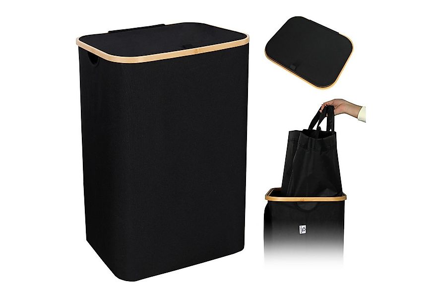 CALIYO Wäschekorb mit Deckel, 100 L, herausnehmbarer Wäschesack, Griffe aus günstig online kaufen