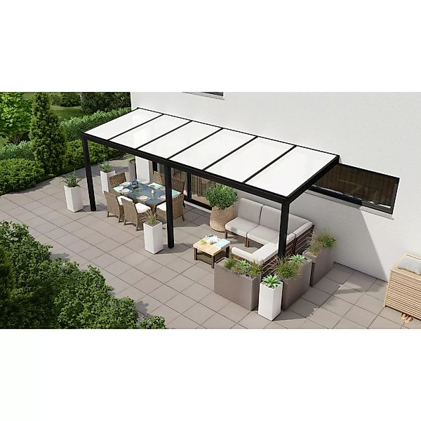 Terrassenüberdachung Professional 600 cm x 200 cm Schwarz Struktur PC Opal günstig online kaufen