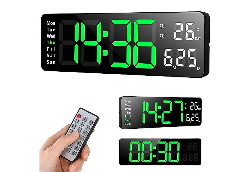 OKWISH Wanduhr 13 Zoll LED Digitale Wandwecker Küchenuhr Tischuhr (Digitalw günstig online kaufen