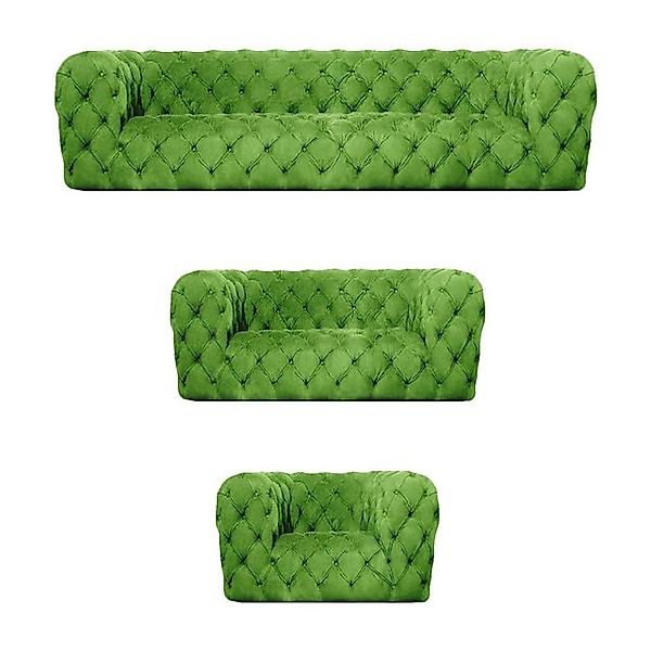 JVmoebel Chesterfield-Sofa Komplett 3tlg Sofagarnitur Wohnzimmer Modern Tex günstig online kaufen