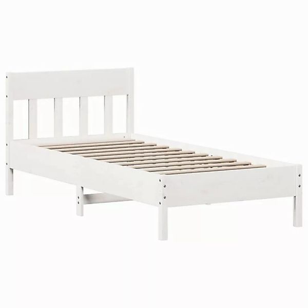 vidaXL Bettgestell Massivholzbett mit Kopfteil Weiß 90x190 cm Kiefer Bett B günstig online kaufen