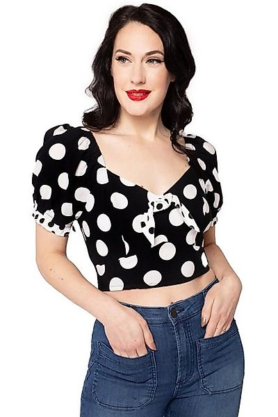 Hell Bunny Crop-Top Dolores Polka Dot Vintage Retro Rockabilly Rüschen günstig online kaufen