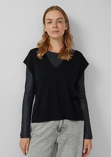 s.Oliver Kurzarmpullover Strickpullunder Pullunder aus Wollmix mit Seitensc günstig online kaufen