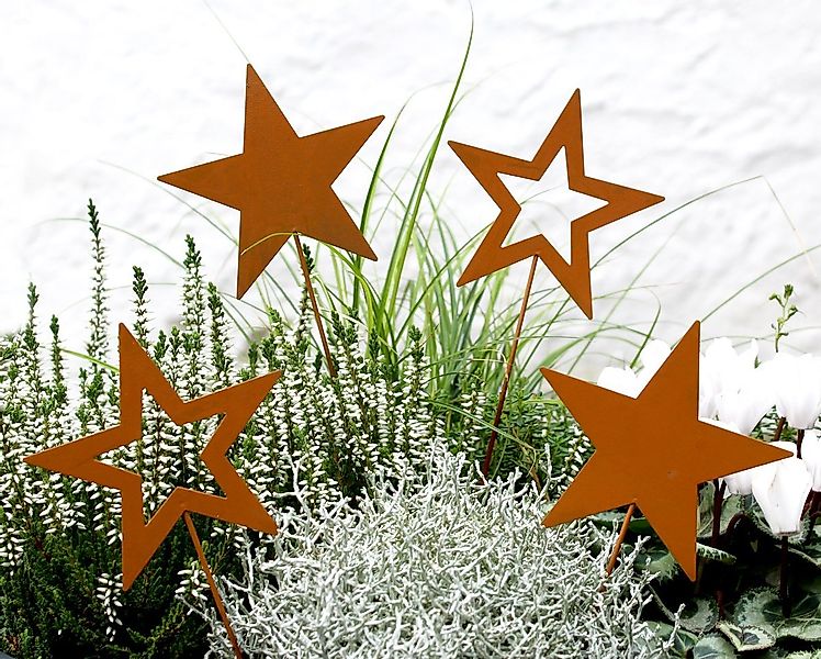 LB H&F Lilienburg Gartenstecker 4er SET Sterne Gartenstecker Stern Beetstec günstig online kaufen