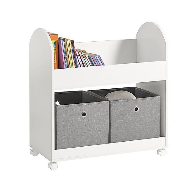 SoBuy Bücherregal KMB53, mit 2 Stoffboxen Kinderregal mit Rollen Kinder Auf günstig online kaufen