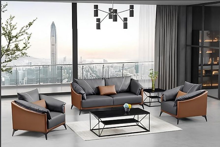 JVmoebel Sofa Modern Komplett Set Sofagarnitur 3 1 1 Sitzer Holz Wohnzimmer günstig online kaufen