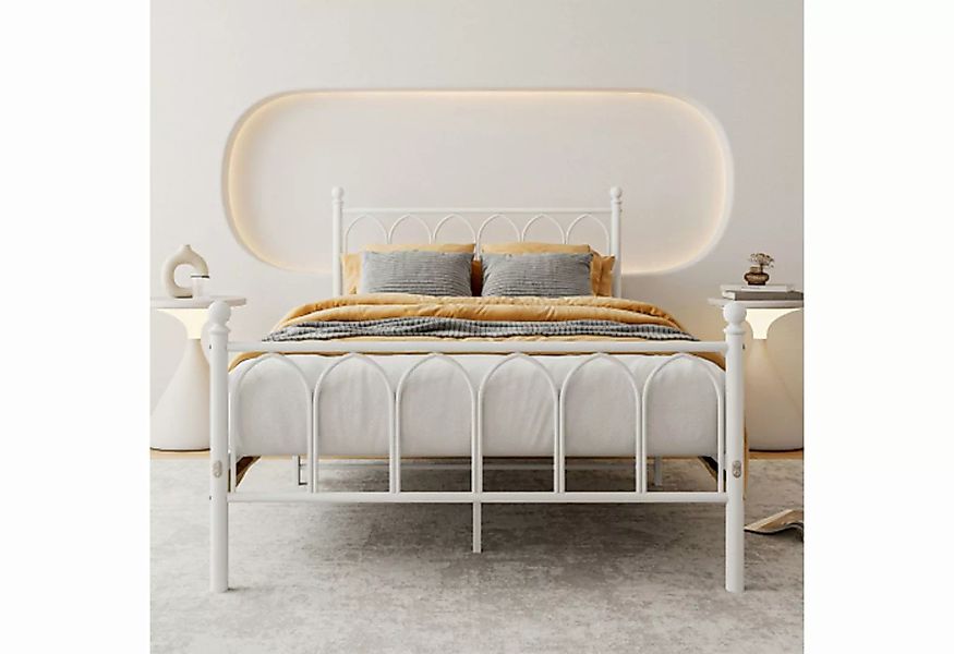 REDOM Metallbett Jugendbett mit Lattenrost ohne Martatze, 90x200 cm,Weiß günstig online kaufen