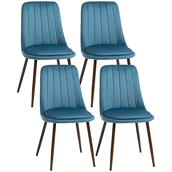 HOMCOM Gepolsterte Küchenstühle, 4er Set aus Polyester und Stahl, 47x55x86 günstig online kaufen