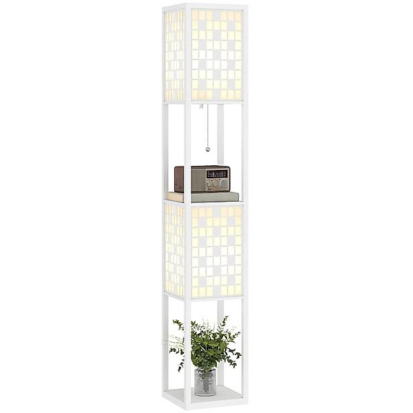 HOMCOM Stehlampe MDF Kunststoff 26L x 26B x 155,5H cm Weiß günstig online kaufen