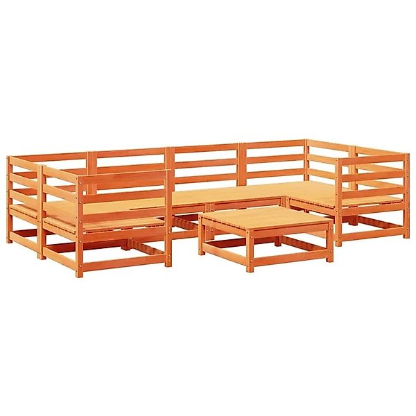 vidaXL 7-Tlg Garten-Sofagarnitur Wachsbraun Massivholz Kiefer 3299309 günstig online kaufen
