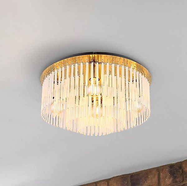 Deckenleuchte Gorley, goldfarben/opal, Ø 50 cm, Metall/Glas günstig online kaufen
