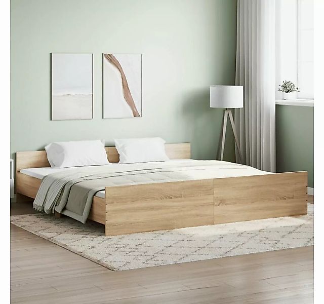 furnicato Bett Bettgestell mit Kopf- und Fußteil Sonoma-Eiche 200x200 cm günstig online kaufen