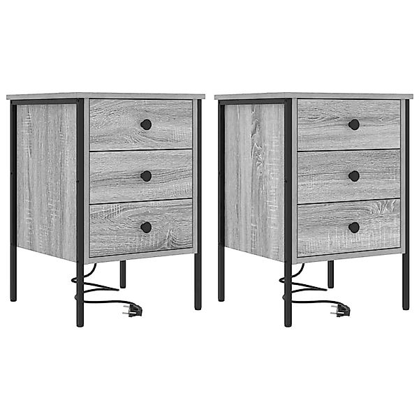 vidaXL Nachttisch 2 Stk Grau Sonoma 42 x 41 x 61 cm Holzwerkstoff 859487 günstig online kaufen